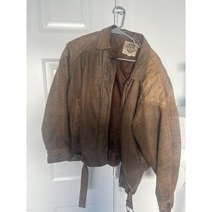 Vintage Global Identity G-111 Leather Fashions Brown Leather Coat Size large